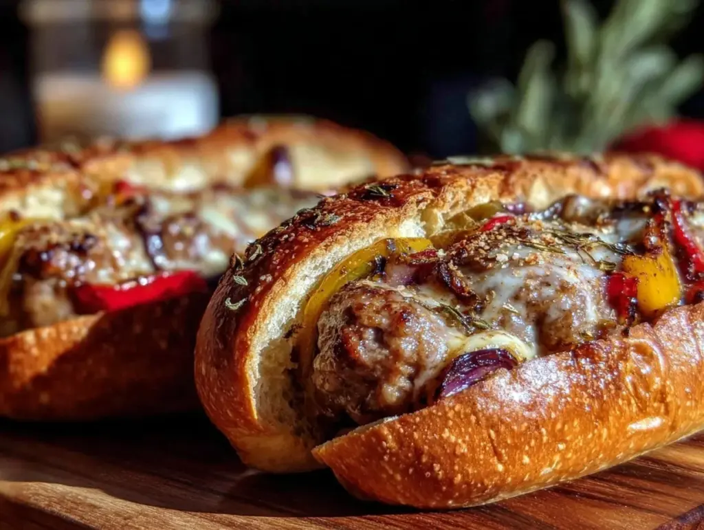crockpot sausage and peppers sub sandwiches - featured image