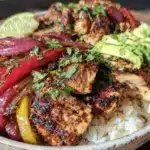 flavorful fajita chicken bowls - featured image