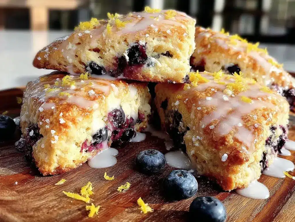 fluffy lemon blueberry scones - featured image