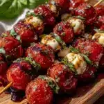 fresh caprese skewers bites - featured image
