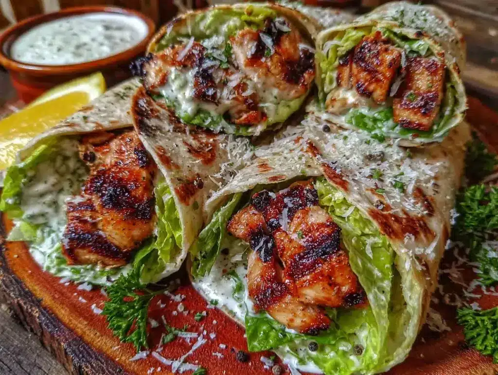 Fresh Grilled Chicken Caesar Salad Wraps - featured image