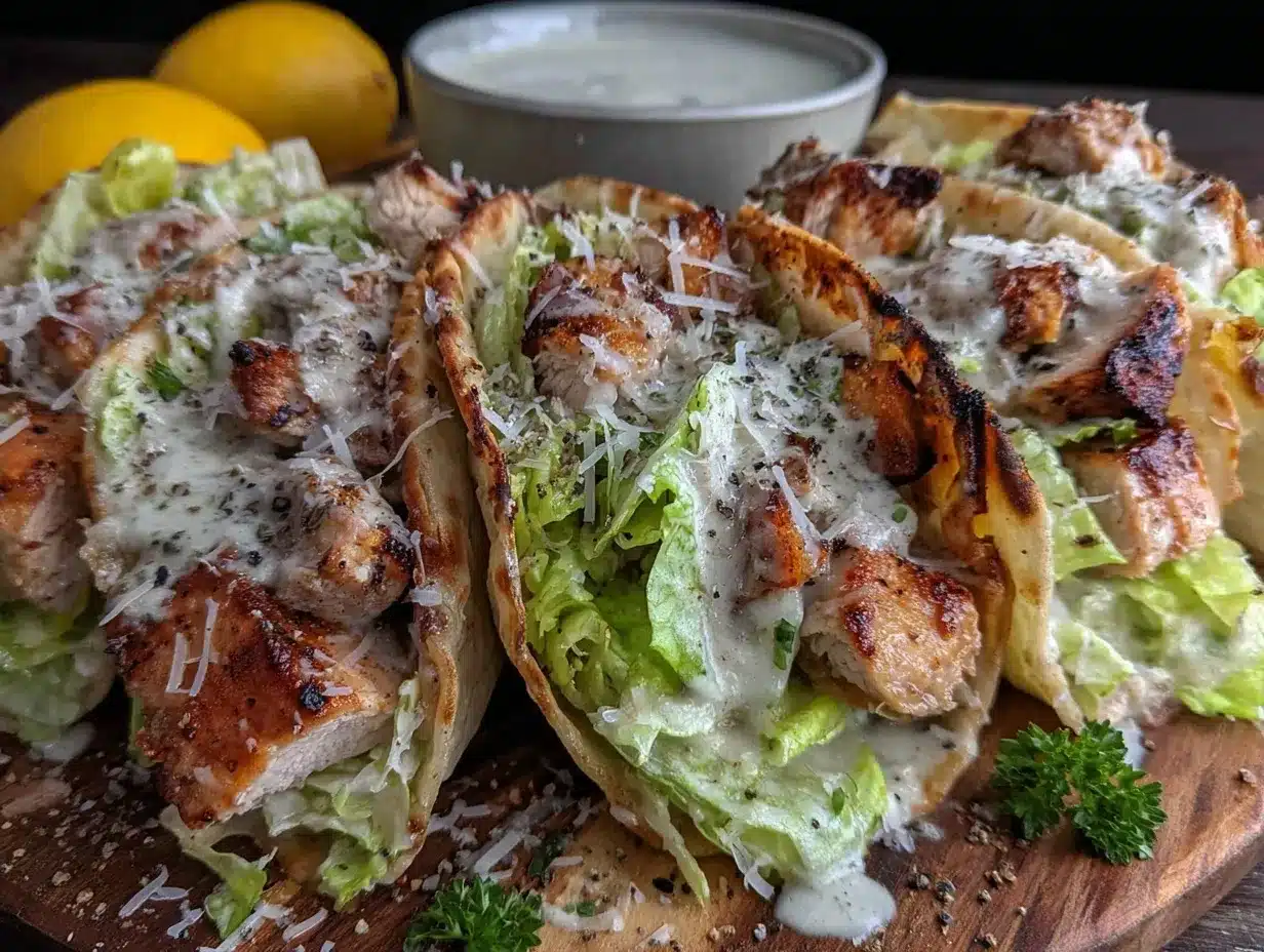 Fresh Grilled Chicken Caesar Salad Wraps preparation steps