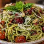 fresh herb pesto pasta - featured image