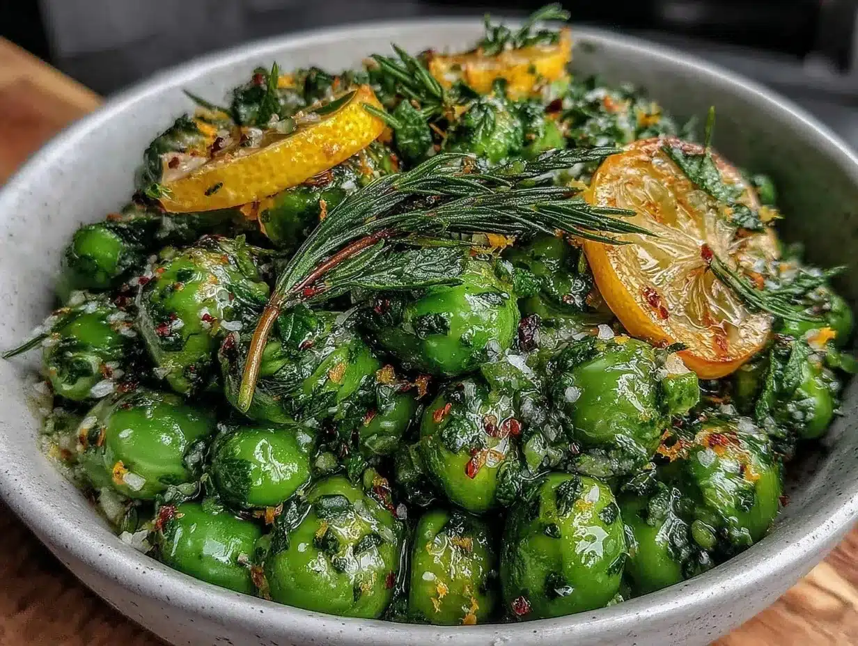 fresh spring pea and mint salad preparation steps