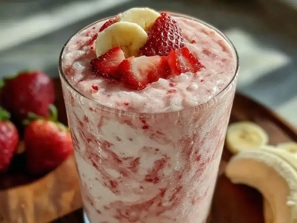 fresh strawberry banana smoothie recipe - featured image