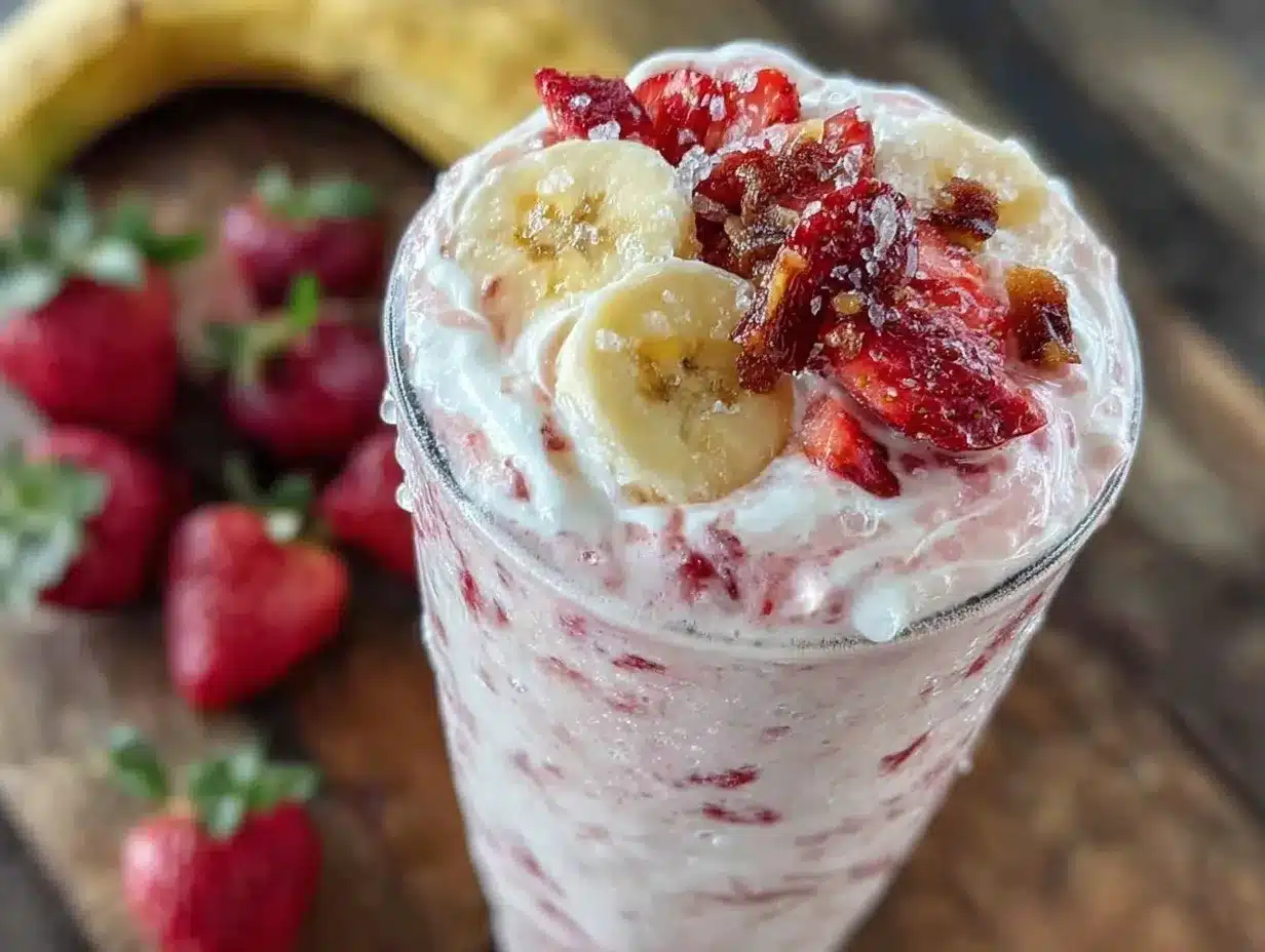 fresh strawberry banana smoothie recipe preparation steps