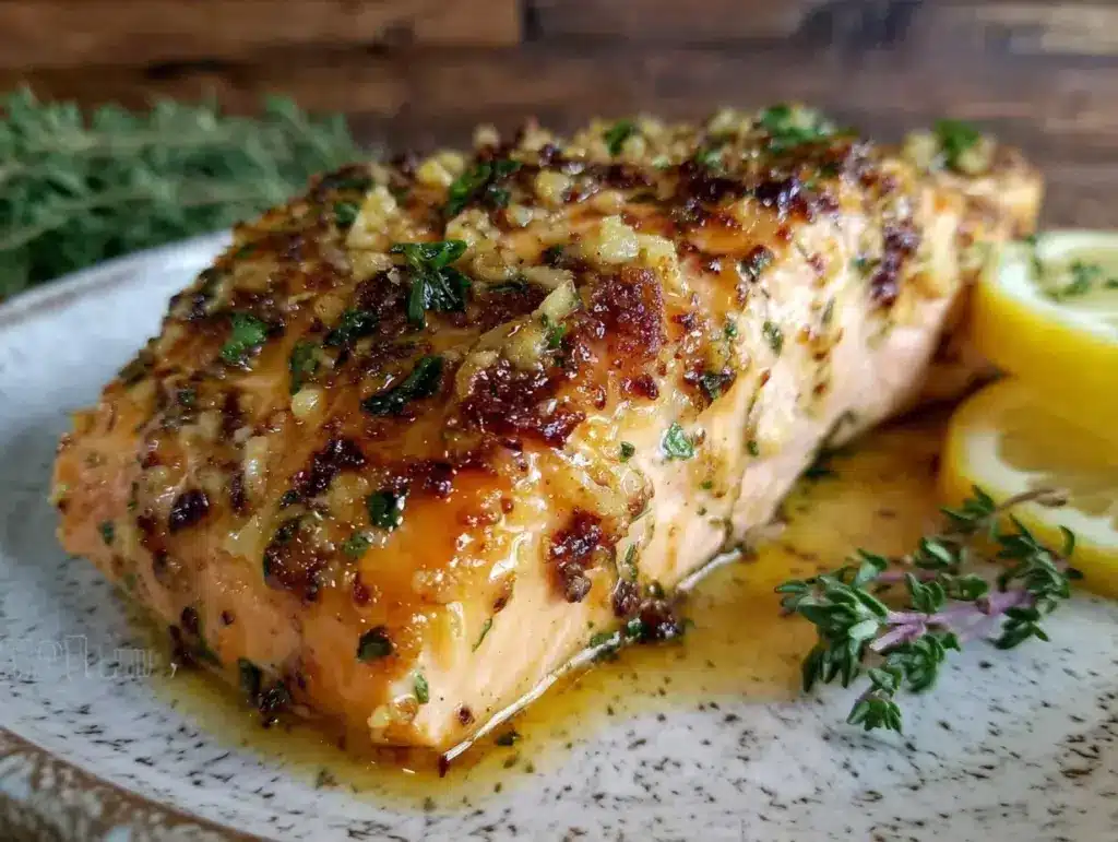 garlic butter baked salmon - featured image