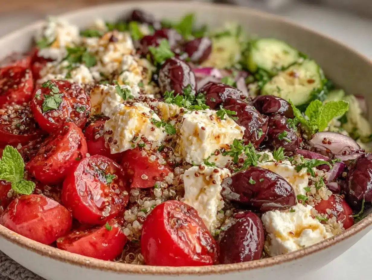 Mediterranean quinoa bowl preparation steps