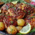 one-pan lemon herb chicken and potatoes - featured image