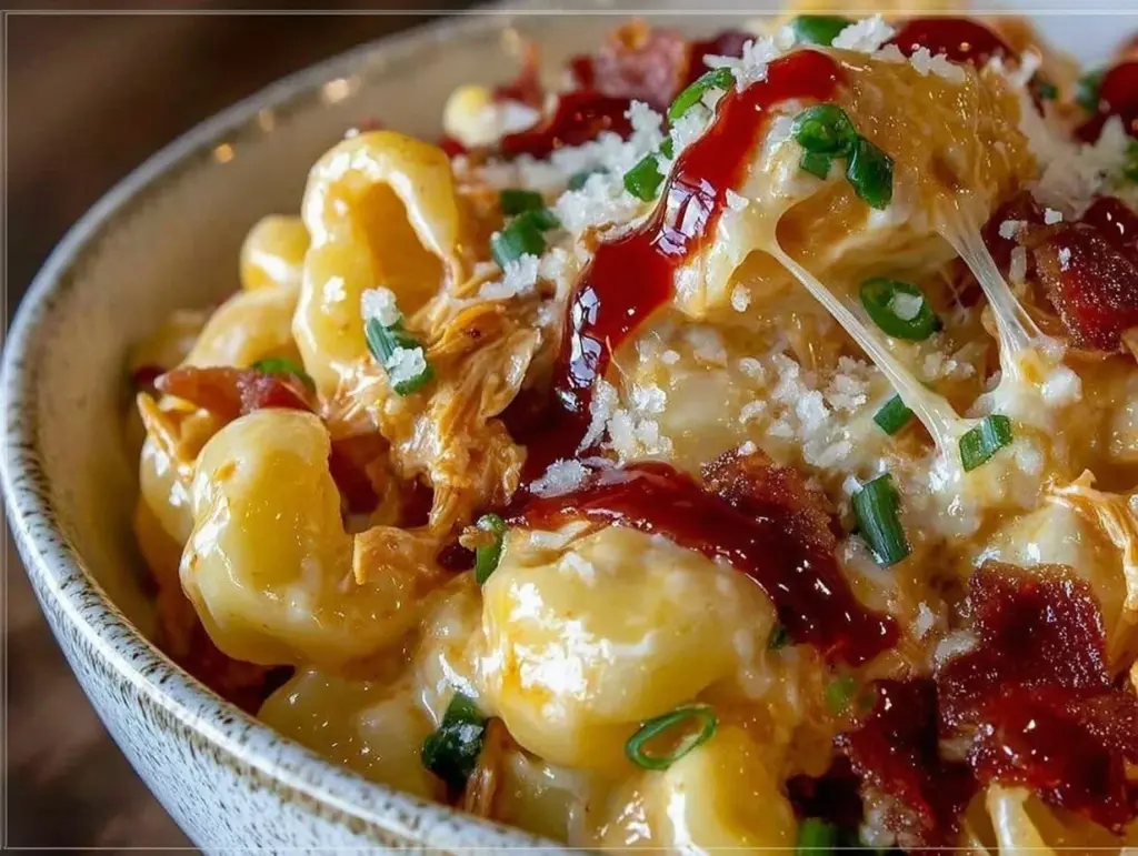 slow cooker buffalo chicken mac and cheese - featured image