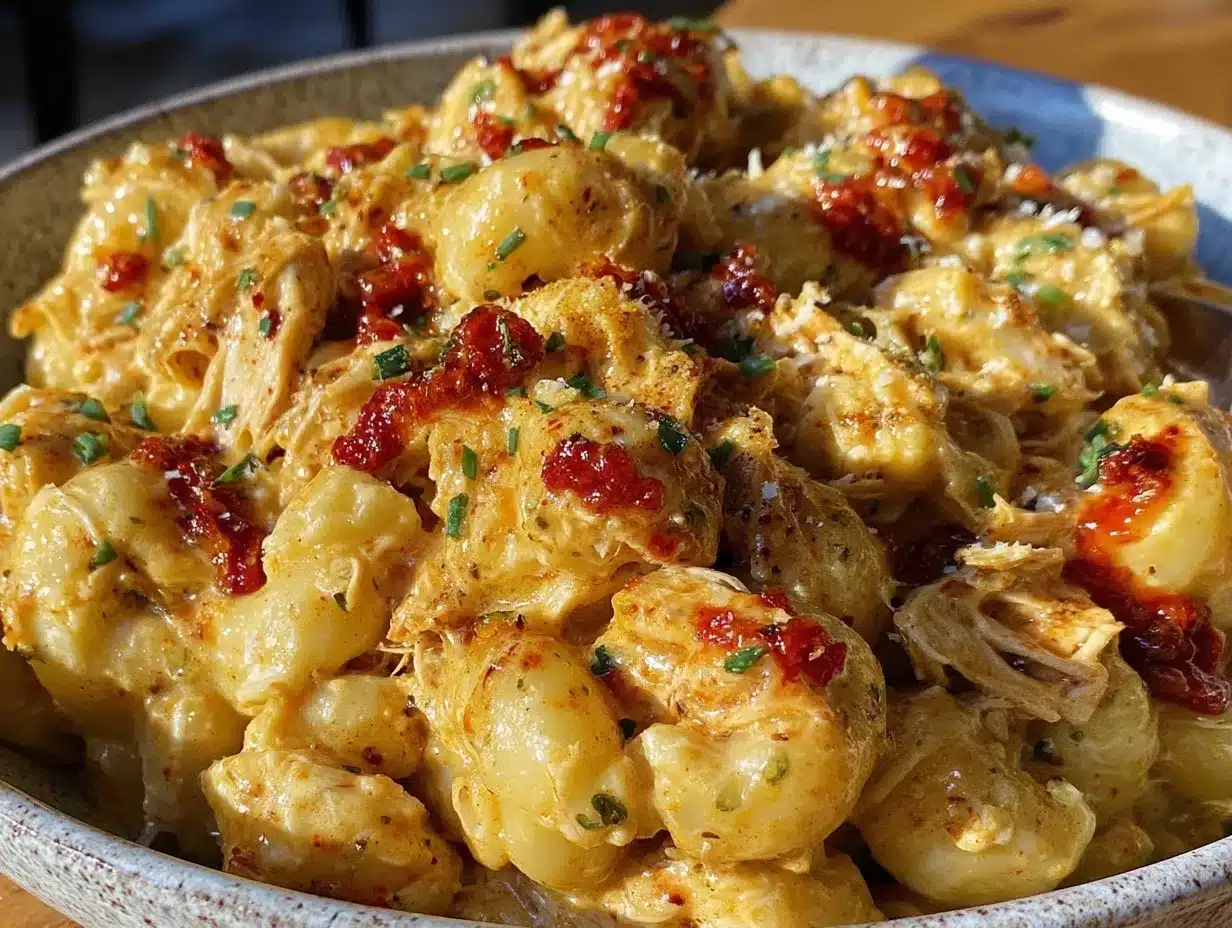 slow cooker buffalo chicken mac and cheese preparation steps