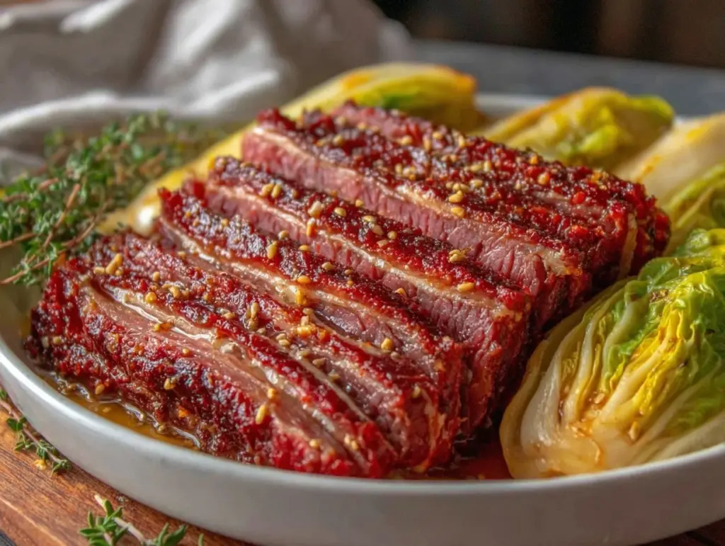 slow cooker corned beef and cabbage - featured image