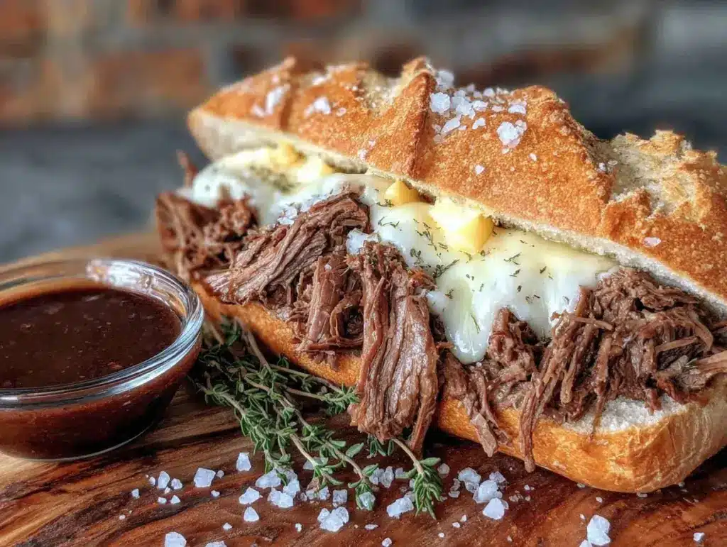 slow cooker french dip sandwich - featured image
