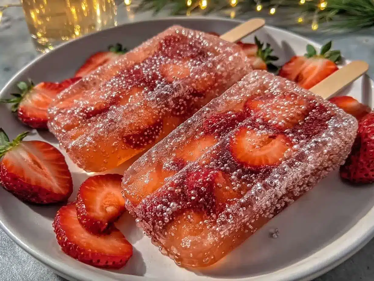 strawberry champagne popsicles preparation steps