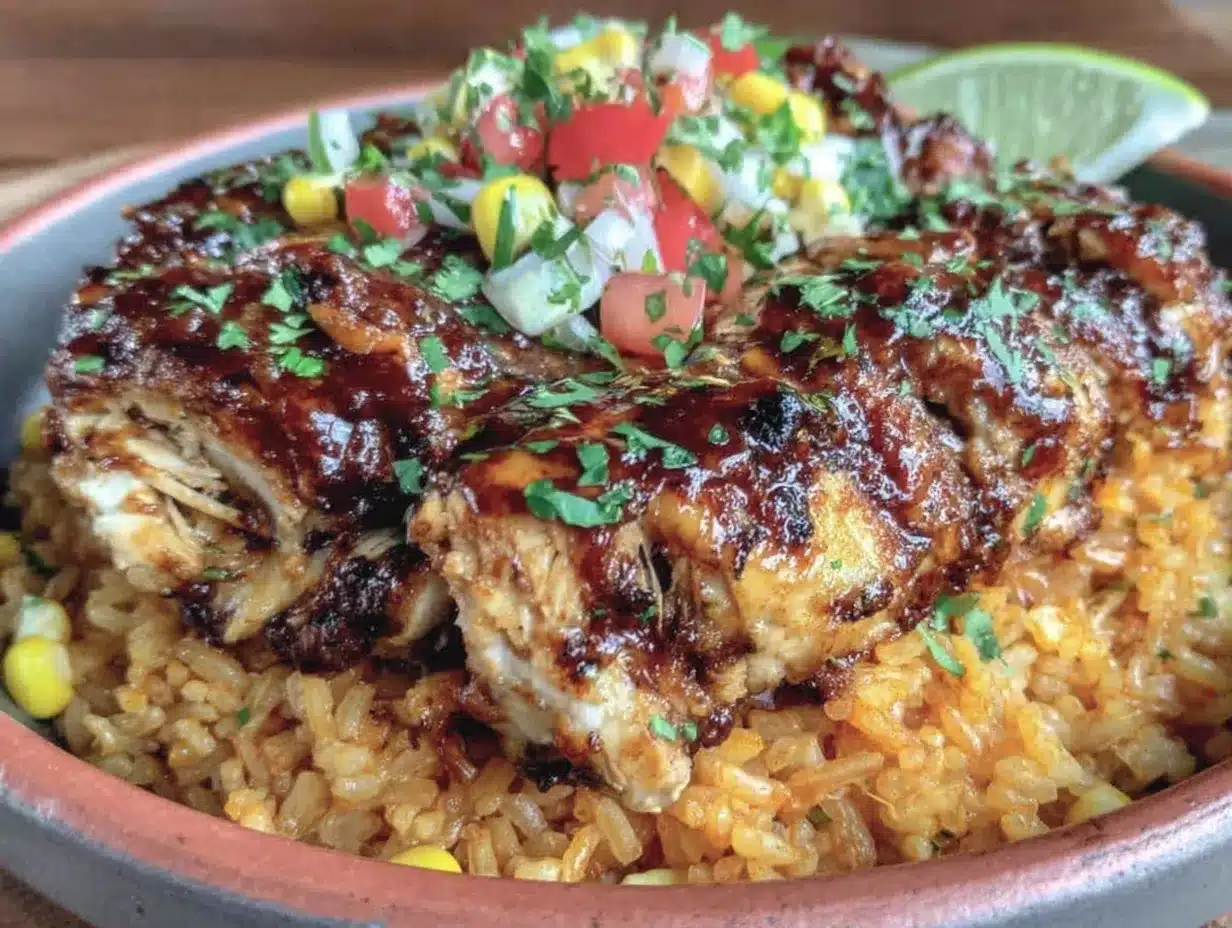 Tex-Mex rice with smoky chipotle chicken preparation steps