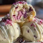 white chocolate raspberry truffles - featured image