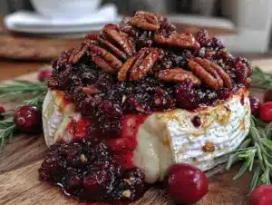 baked brie with cranberry and pecans - featured image