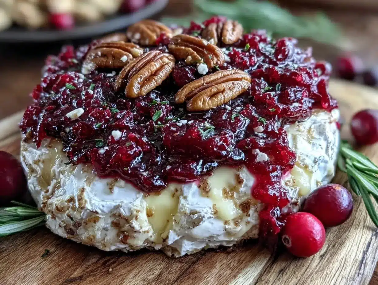 baked brie with cranberry and pecans preparation steps