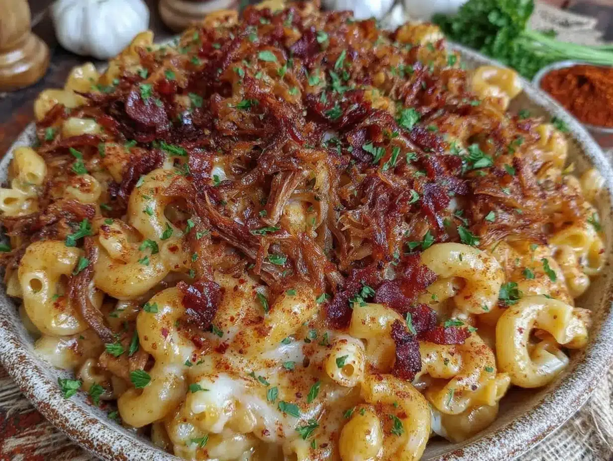 BBQ pulled pork mac and cheese preparation steps