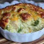 cheesy chicken broccoli rice casserole - featured image