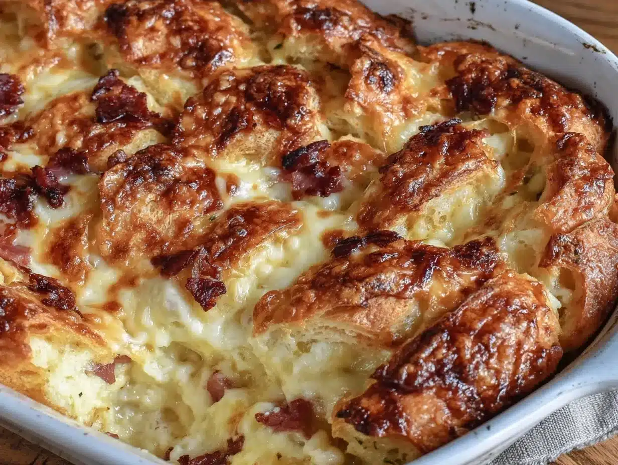 cheesy ham and croissant bake preparation steps