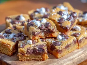 chewy chocolate chip cookie butter blondies - featured image