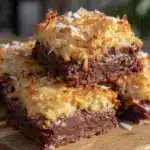 chewy chocolate coconut macaroon bars - featured image