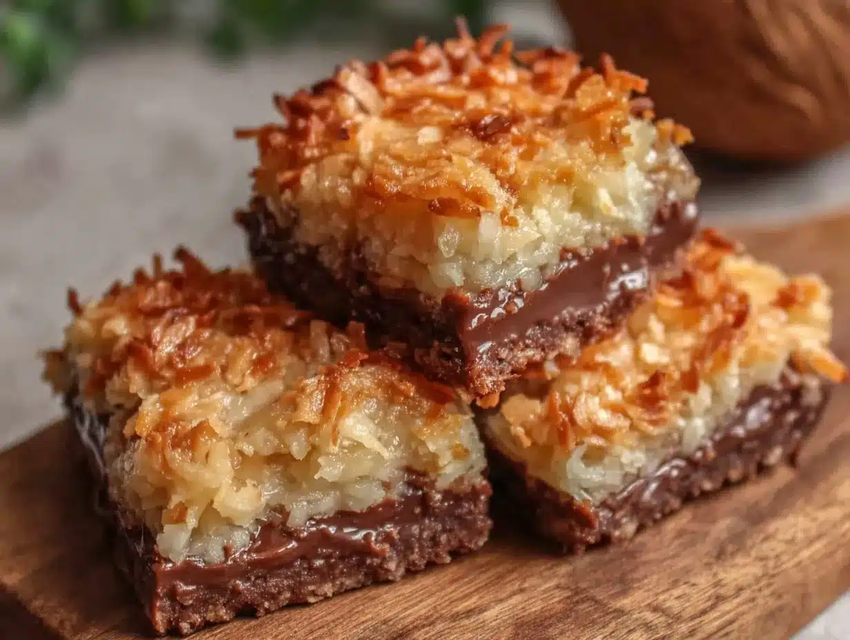 chewy chocolate coconut macaroon bars preparation steps