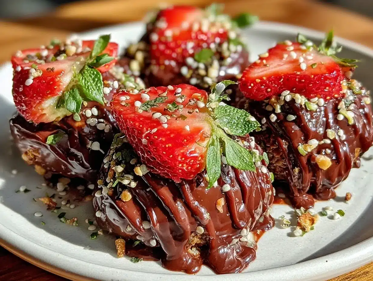 chocolate-covered strawberry protein bombs - featured image