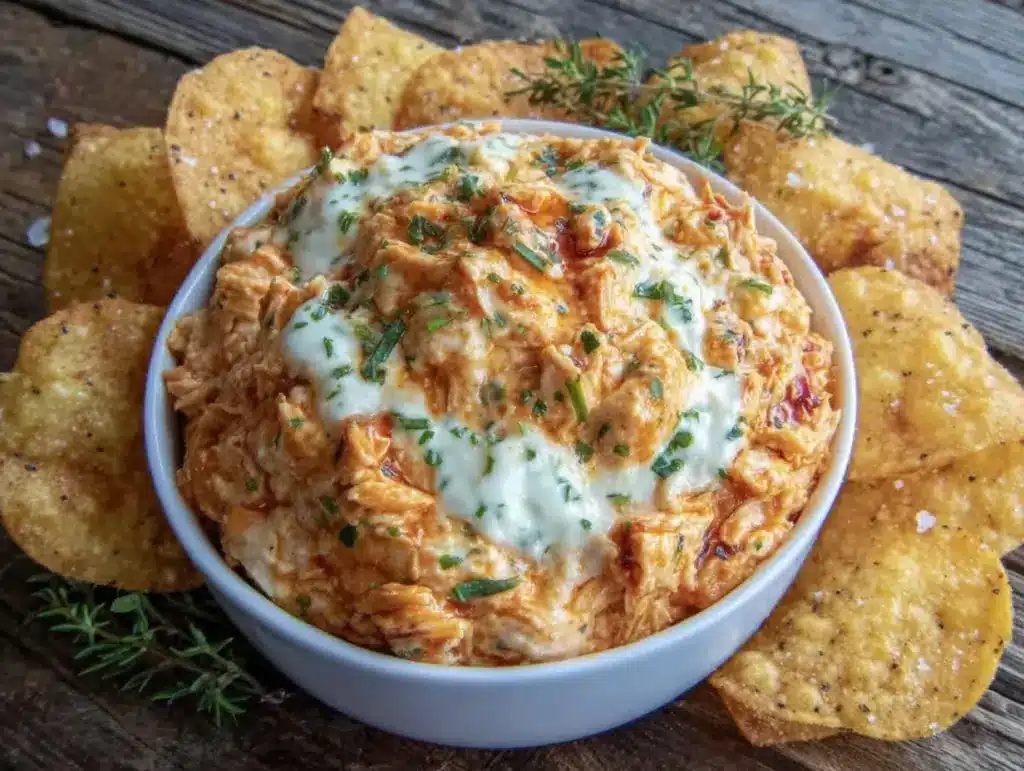 creamy buffalo chicken dip - featured image