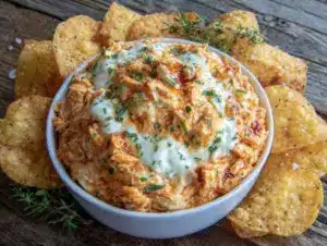 creamy buffalo chicken dip - featured image