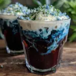 creamy butterfly pea flower tea latte - featured image