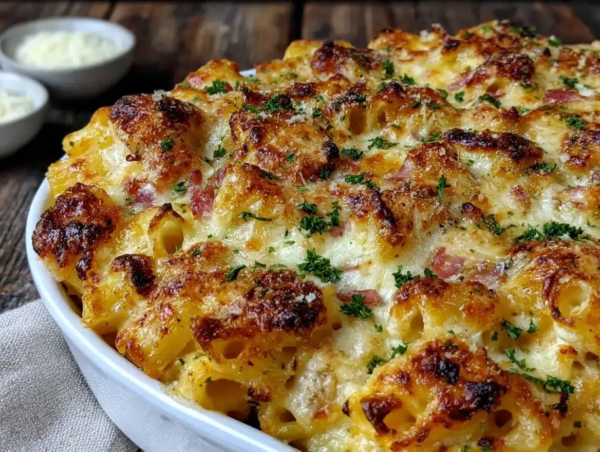 creamy chicken alfredo baked rigatoni preparation steps