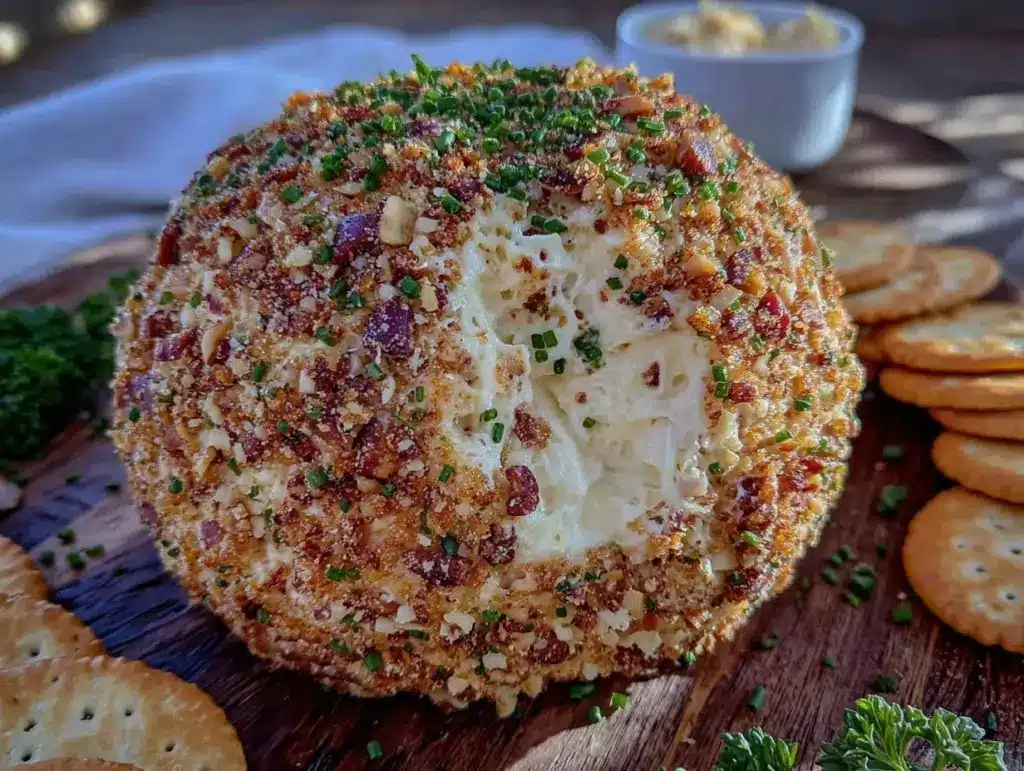 creamy garlic herb cheese ball - featured image