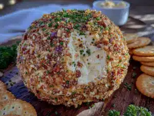 creamy garlic herb cheese ball - featured image