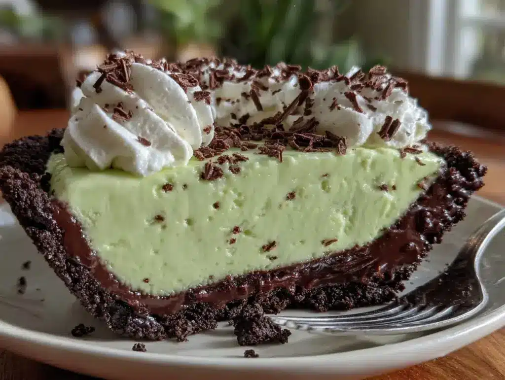 creamy grasshopper pie - featured image