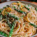 creamy lemon asparagus pasta - featured image