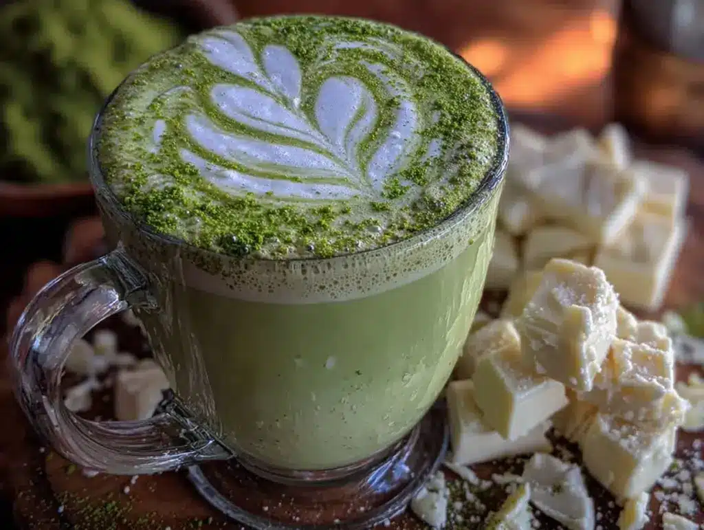 creamy matcha white chocolate latte - featured image