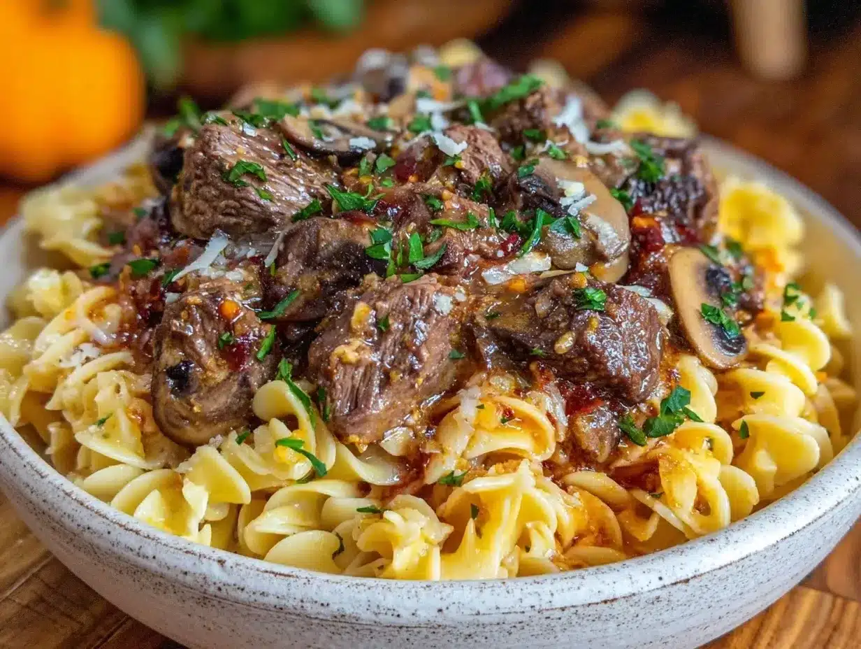 creamy one-pot beef stroganoff preparation steps