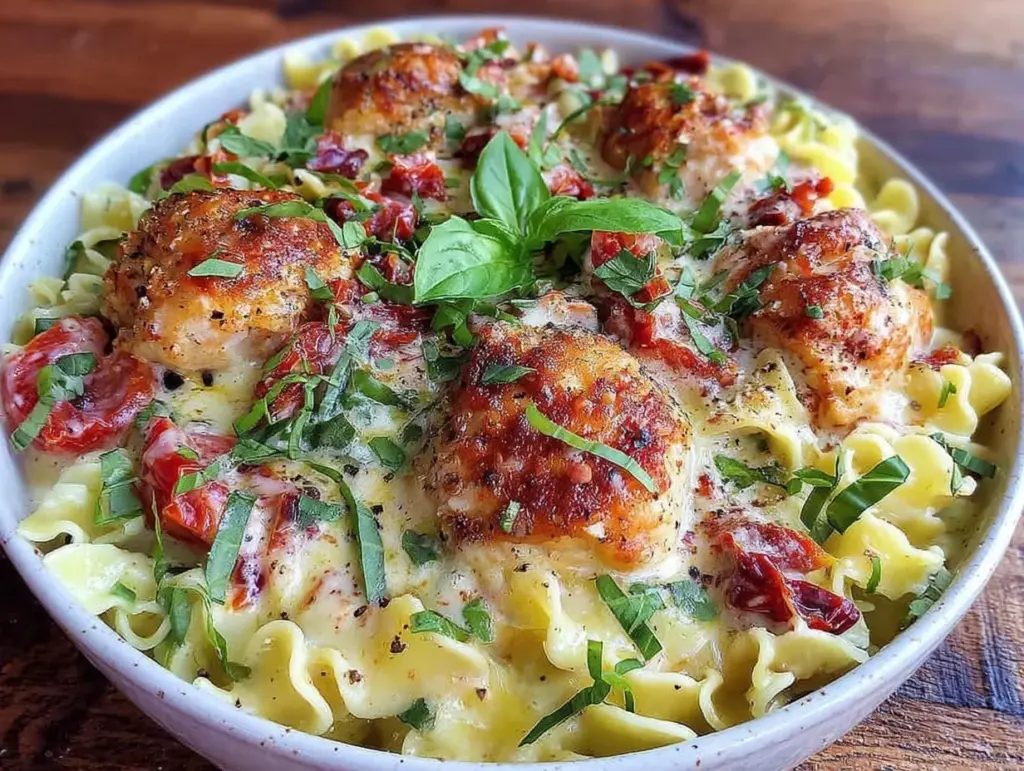 creamy one-pot tuscan chicken pasta - featured image