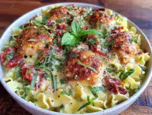 creamy one-pot tuscan chicken pasta - featured image