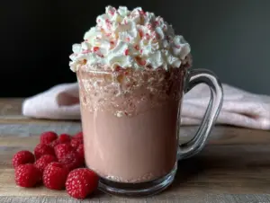 creamy pink hot chocolate - featured image