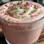 creamy pink rose latte - featured image