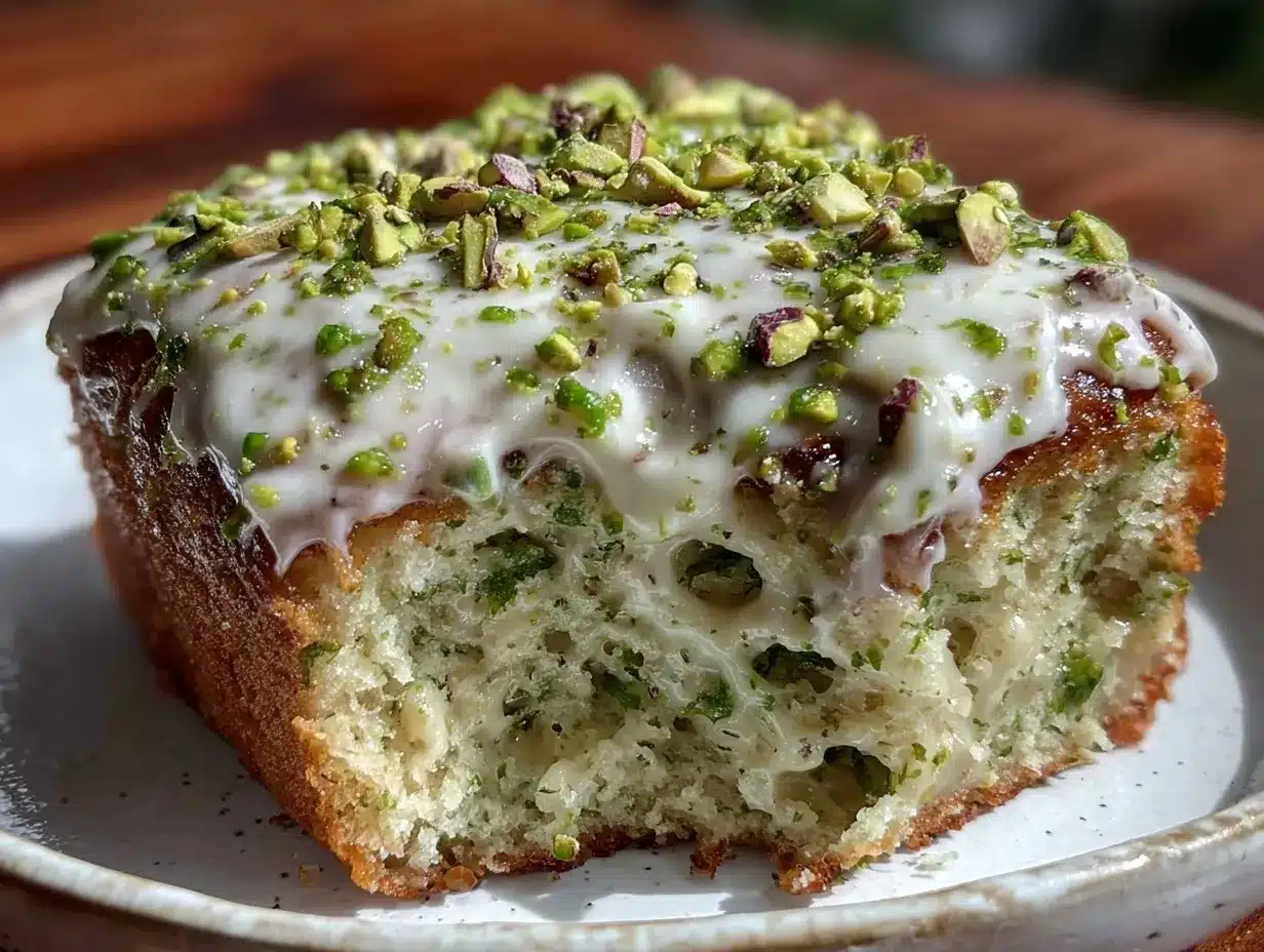 creamy pistachio pudding poke cake preparation steps