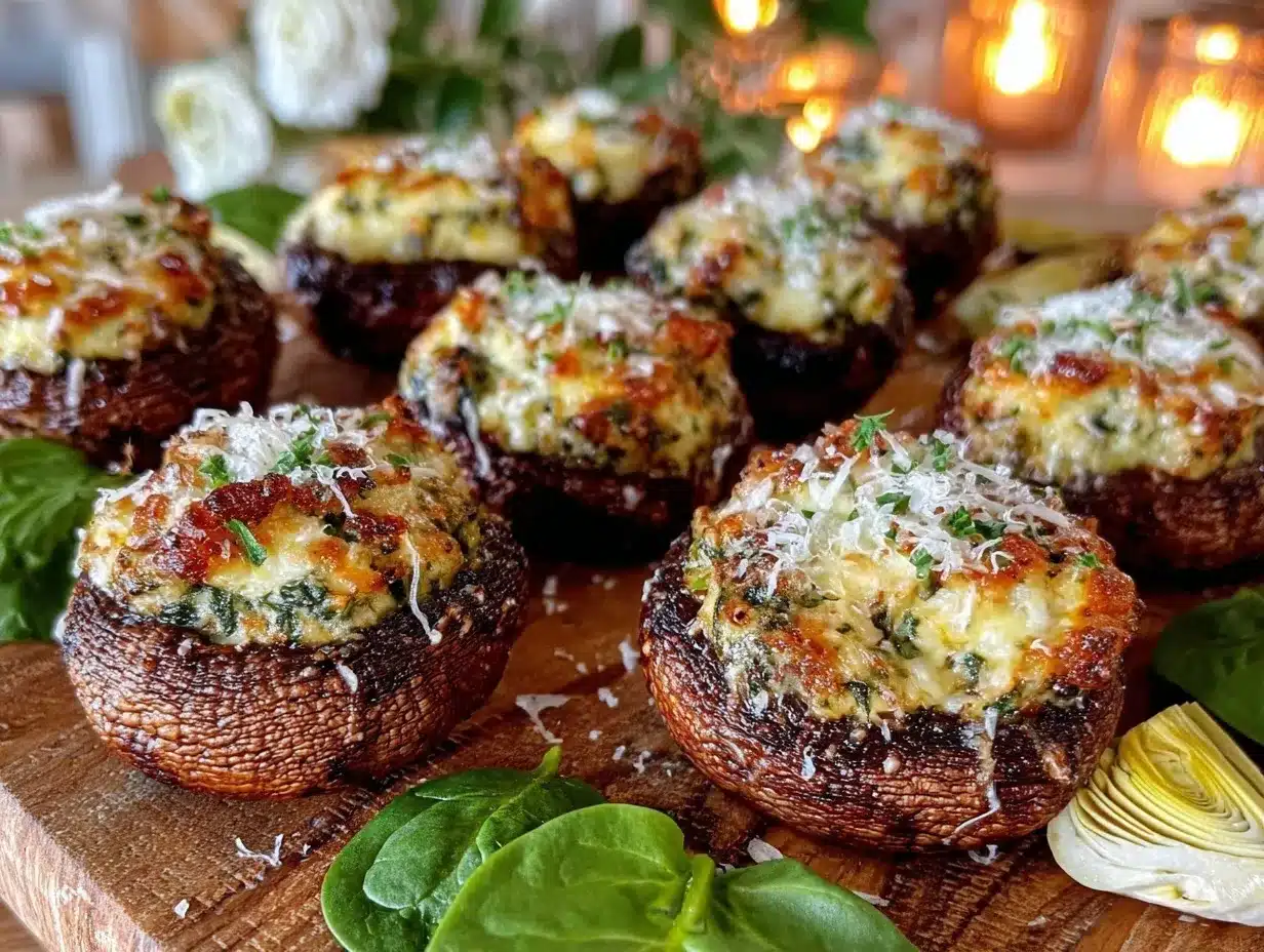 creamy spinach artichoke stuffed mushrooms preparation steps