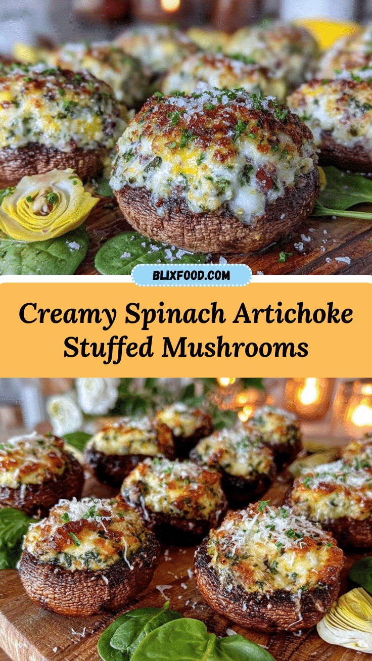 creamy spinach artichoke stuffed mushrooms recipe