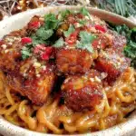 creamy thai peanut noodle bowl - featured image