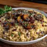 creamy vegan mushroom risotto - featured image