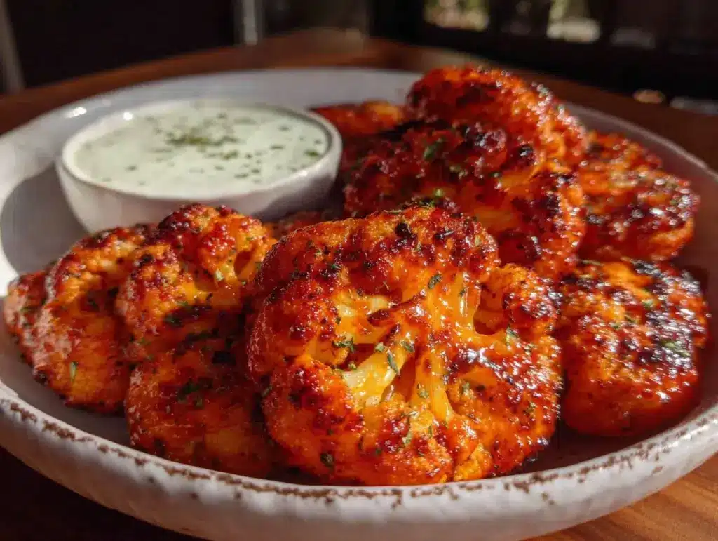 crispy cauliflower buffalo wings - featured image