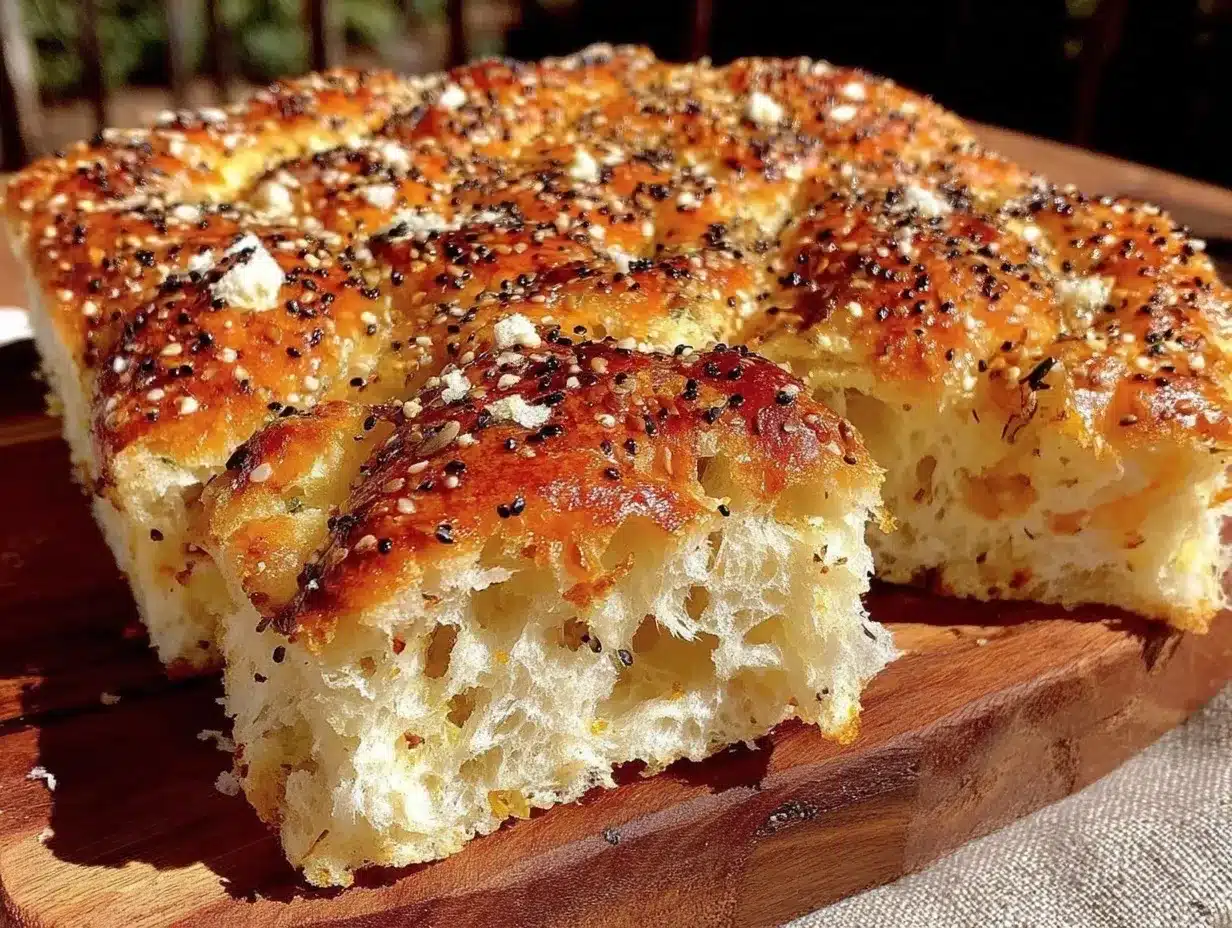 crispy everything bagel focaccia preparation steps